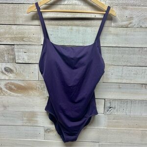 Lands End One Piece Swimsuit Bathing Suit Womens 12 Purple Padded Bra Adjustable